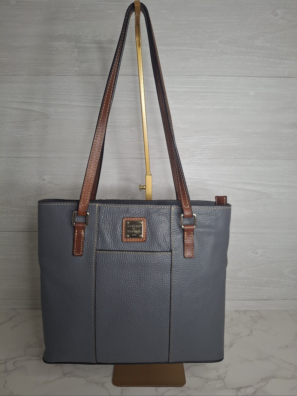 Dooney & Bourke Lexington Gray Pebble Grain Leather Tote Bag